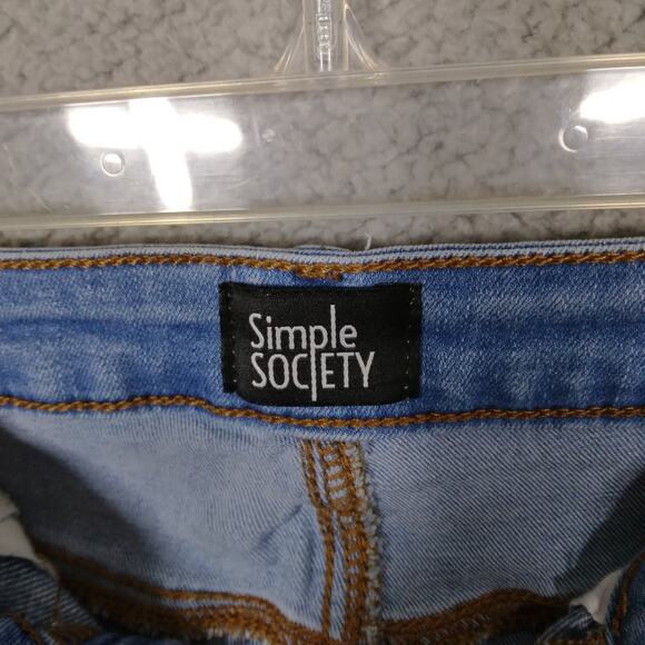 Simple Society shorts size 7/28 high rise light blue distressed - Picture 3 of 6